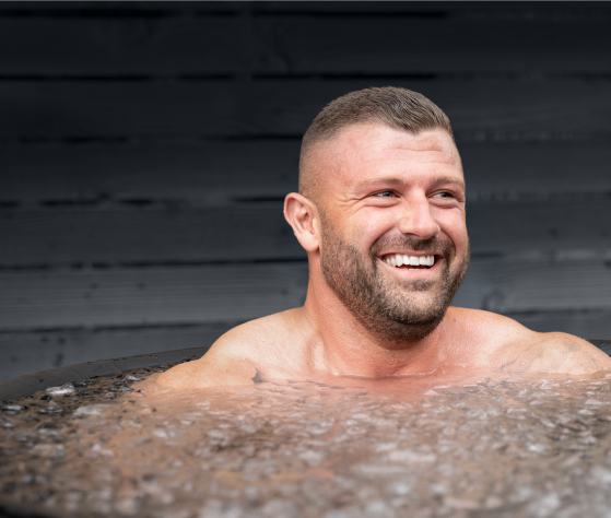 Person using cold water therapy tub